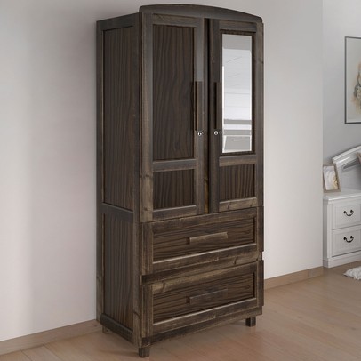 Guarda-Roupa Solteiro Bacuri 2 Portas 2 Gavetas com Espelho Imbuia Natural - Rodmóveis