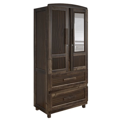 Guarda-Roupa Solteiro Bacuri 2 Portas 2 Gavetas com Espelho Imbuia Natural - Rodmóveis