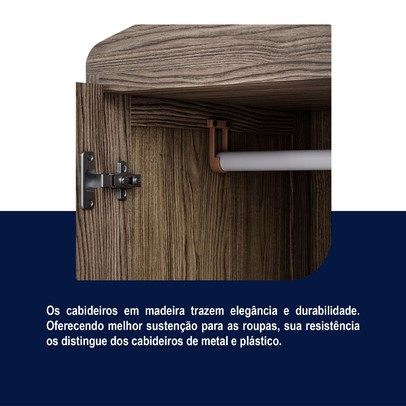 Guarda-Roupa Solteiro Bacuri 2 Portas 2 Gavetas com Espelho Imbuia Natural - Rodmóveis
