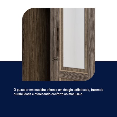 Guarda-Roupa Solteiro Bacuri 2 Portas 2 Gavetas com Espelho Imbuia Natural - Rodmóveis