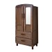 Guarda-Roupa Solteiro Bacuri 2 Portas 2 Gavetas com Espelho Imbuia Natural - Rodmóveis