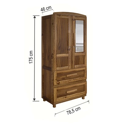 Guarda-Roupa Solteiro Bacuri 2 Portas 2 Gavetas com Espelho Ypê - Rodmóveis