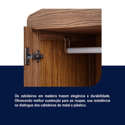 Guarda-Roupa Solteiro Bacuri 2 Portas 2 Gavetas com Espelho Ypê - Rodmóveis