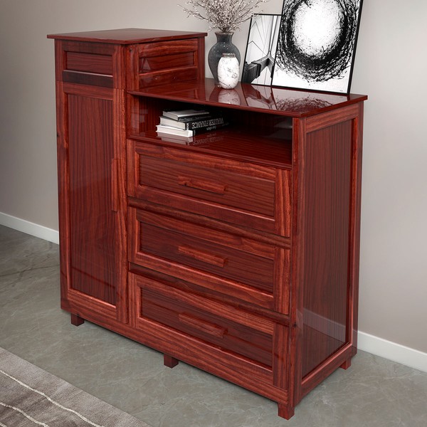 Cômoda Mato Grosso 1 Portas 3 Gavetas com Espelho Mel - Rodmóveis