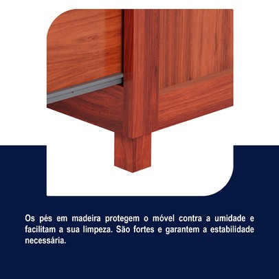 Cômoda Mato Grosso 1 Portas 3 Gavetas com Espelho Mel - Rodmóveis