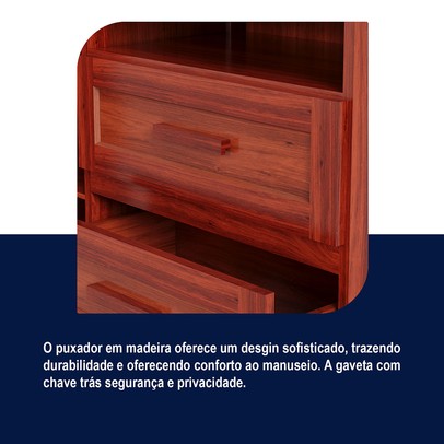 Cômoda Mato Grosso 1 Portas 3 Gavetas com Espelho Mel - Rodmóveis