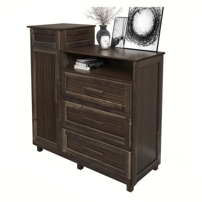 Cômoda Mato Grosso 1 Portas 3 Gavetas com Espelho Imbuia Natural - Rodmóveis