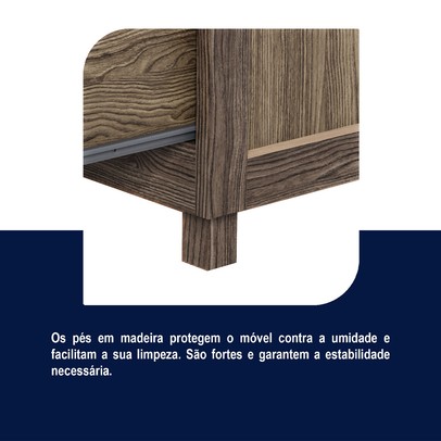 Cômoda Mato Grosso 1 Portas 3 Gavetas com Espelho Imbuia Natural - Rodmóveis