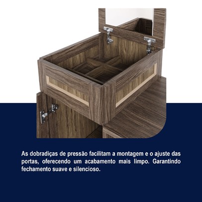 Cômoda Mato Grosso 1 Portas 3 Gavetas com Espelho Imbuia Natural - Rodmóveis