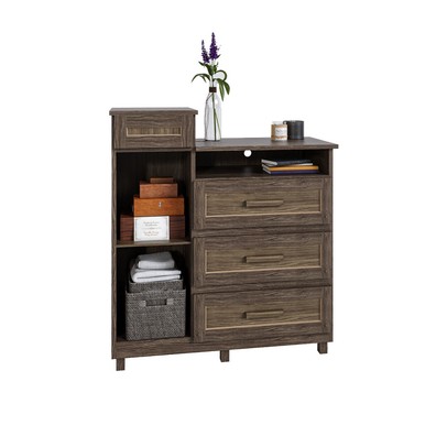 Cômoda Mato Grosso 1 Portas 3 Gavetas com Espelho Imbuia Natural - Rodmóveis