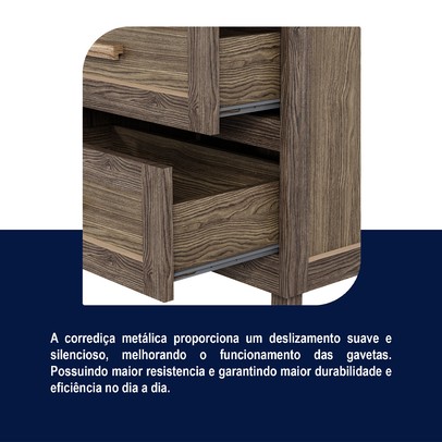 Cômoda Mato Grosso 1 Portas 3 Gavetas com Espelho Imbuia Natural - Rodmóveis