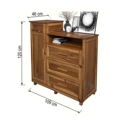 Cômoda Mato Grosso 1 Portas 3 Gavetas com Espelho Ypê - Rodmóveis