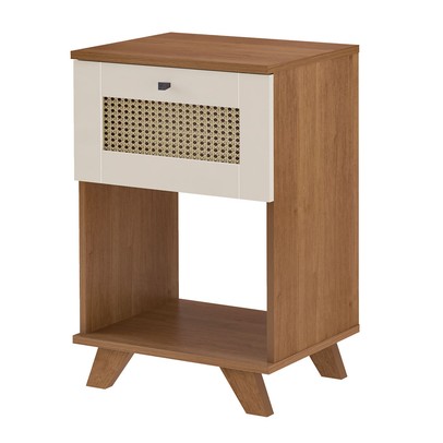 Mesa de Canto Decor 1 Gaveta Cinamomo/Off White - Artely Móveis