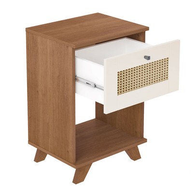 Mesa de Canto Decor 1 Gaveta Cinamomo/Off White - Artely Móveis