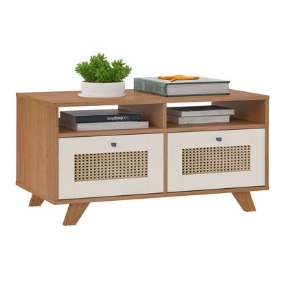 Mesa de Centro Decor 2 Gavetas Cinamomo/Off White - Artely Móveis