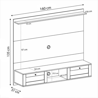 Painel para TV Até 72 Polegadas Decor 2 Portas Cinamomo/Off White - Artely Móveis