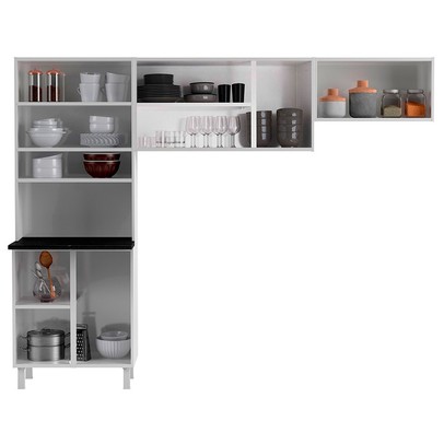 Cozinha de Aço Compacta Mirage 9 Portas com Vidro Branco - Telasul