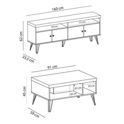 Sala Completa Liberty para TV Até 60 Polegadas Carvalho/Off White - Panorama Móveis