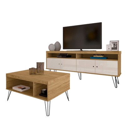 Sala Completa Liberty para TV Até 60 Polegadas Carvalho/Off White - Panorama Móveis