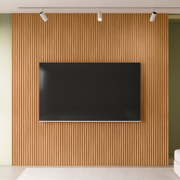 Painel para TV Até 90 Polegadas Ripado 100% Mdf Nature Fosco 8100 - Linea Brasil