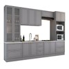 Cozinha Completa Chicago 12 Portas 7 Gavetas 100% Mdf Americana Cinza - Panorama Móveis