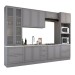 Cozinha Completa Chicago 12 Portas 7 Gavetas 100% Mdf Americana Cinza - Panorama Móveis