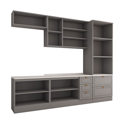 Cozinha Completa Orlando 10 Portas 5 Gavetas 100% Mdf Americana Cinza - Panorama Móveis