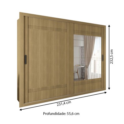 Guarda-Roupa Casal Sunderland 2 Portas 4 Gavetas com Espelho 100% Mdf Castanho - Panorama Móveis