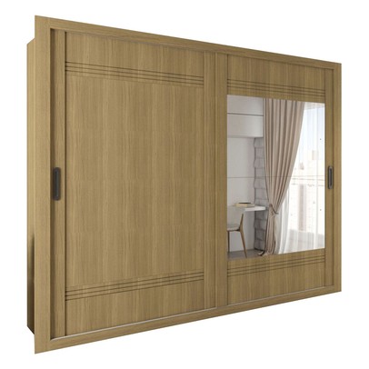 Guarda-Roupa Casal Sunderland 2 Portas 4 Gavetas com Espelho 100% Mdf Castanho - Panorama Móveis