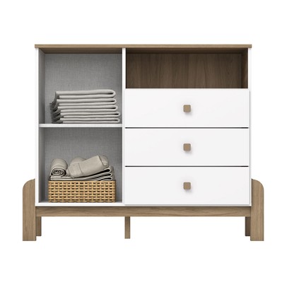Cômoda Infantil Ternura 1 Porta 3 Gavetas Branco/Jequitibá - Henn
