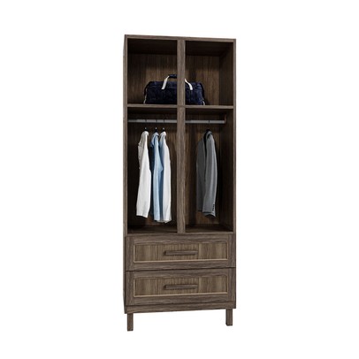 Guarda-Roupa Casal Piauí 4 Portas 2 Gavetas 1 Prateleira com Espelho Clean Madeira Maciça Imbuia Natural - Rodmóveis