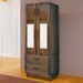 Guarda-Roupa Casal Piauí 4 Portas 2 Gavetas 1 Prateleira com Espelho Clean Madeira Maciça Imbuia Natural - Rodmóveis