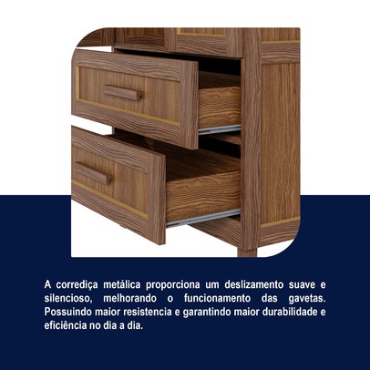 Guarda-Roupa Casal Piauí 4 Portas 2 Gavetas 1 Prateleira com Espelho Clean Madeira Maciça Ypê - Rodmóveis
