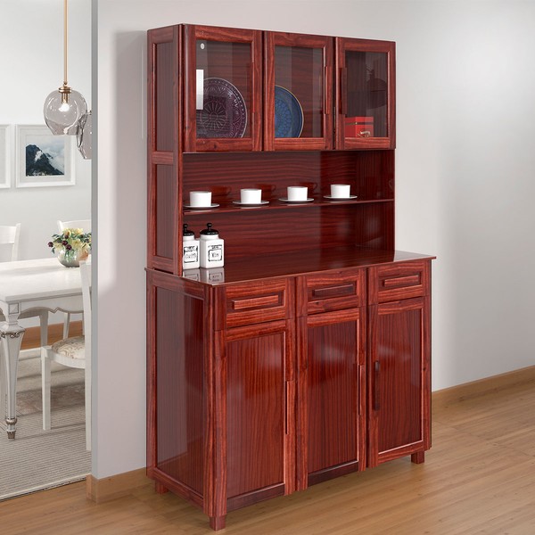 Armário de Cozinha Bahia 6 Portas 3 Gavetas com Vidro Mel - Rodmóveis