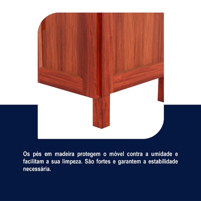 Armário de Cozinha Bahia 6 Portas 3 Gavetas com Vidro Mel - Rodmóveis