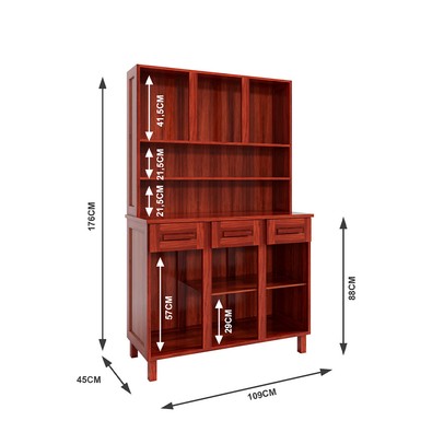 Armário de Cozinha Bahia 6 Portas 3 Gavetas com Vidro Mel - Rodmóveis