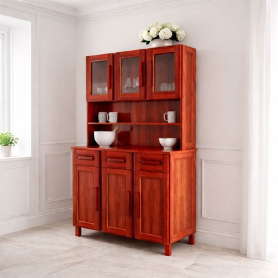 Armário de Cozinha Bahia 6 Portas 3 Gavetas com Vidro Mel - Rodmóveis