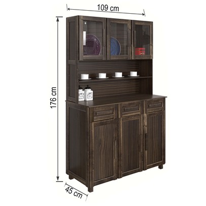 Armário de Cozinha Bahia 6 Portas 3 Gavetas com Vidro Natural - Rodmóveis