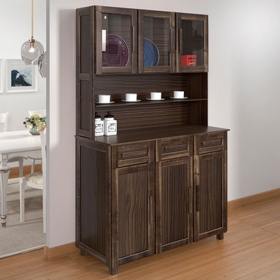 Armário de Cozinha Bahia 6 Portas 3 Gavetas com Vidro Natural - Rodmóveis