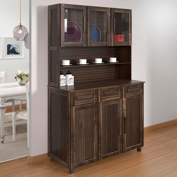 Armário de Cozinha Bahia 6 Portas 3 Gavetas com Vidro Natural - Rodmóveis