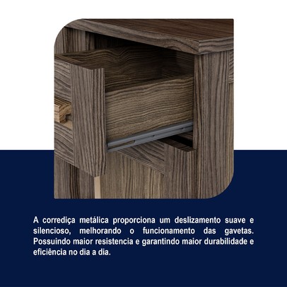 Armário de Cozinha Bahia 6 Portas 3 Gavetas com Vidro Natural - Rodmóveis