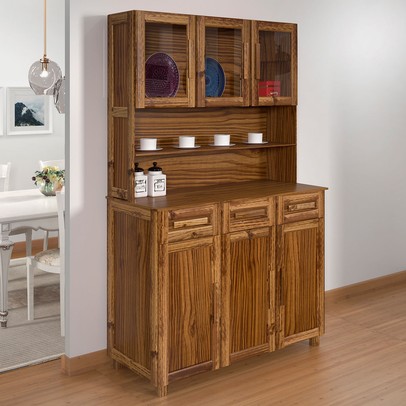 Armário de Cozinha Bahia 6 Portas 3 Gavetas com Vidro Ypê - Rodmóveis