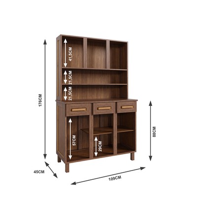 Armário de Cozinha Bahia 6 Portas 3 Gavetas com Vidro Ypê - Rodmóveis