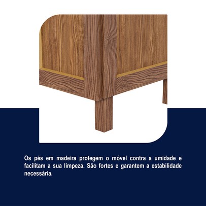 Armário de Cozinha Bahia 6 Portas 3 Gavetas com Vidro Ypê - Rodmóveis