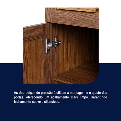 Armário de Cozinha Bahia 6 Portas 3 Gavetas com Vidro Ypê - Rodmóveis