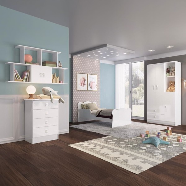Quarto Infantil Completo Anjinho 5 Portas 6 Gavetas Branco - Percasa