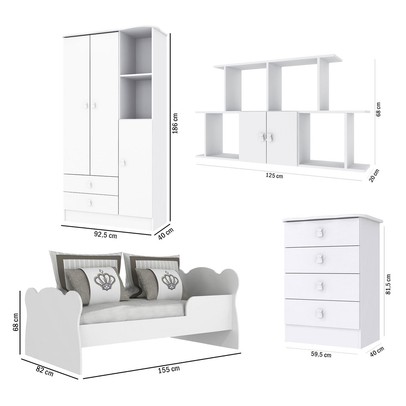 Quarto Infantil Completo Anjinho 5 Portas 6 Gavetas Branco - Percasa