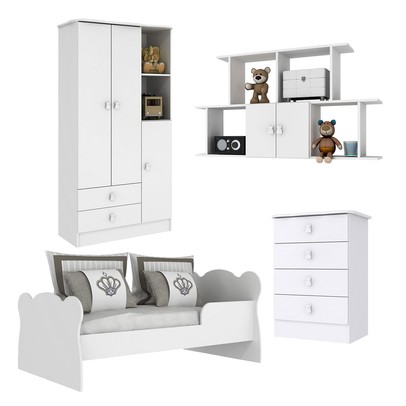 Quarto Infantil Completo Anjinho 5 Portas 6 Gavetas Branco - Percasa
