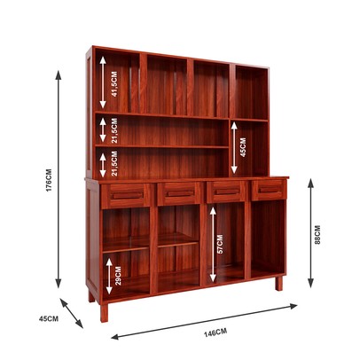 Armário de Cozinha Maranhão 8 Portas 4 Gavetas com Vidro Mel - Rodmóveis
