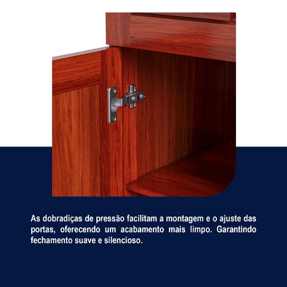 Armário de Cozinha Maranhão 8 Portas 4 Gavetas com Vidro Mel - Rodmóveis